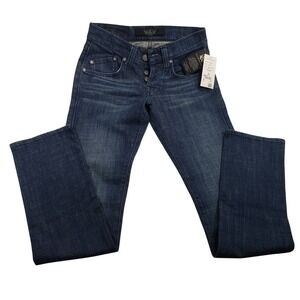 Rock Republic Womens Jeans Blue Low Rise Straight Vaughn Size 28 Studded Pockets